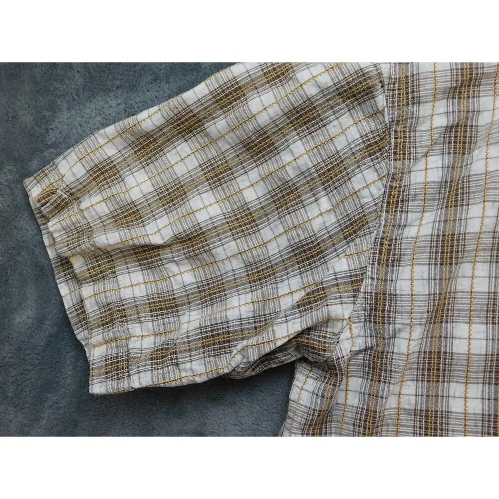 The North Face A5 Series Shirt Men Medium Brown Plaid Short Sleeve Button Hiking